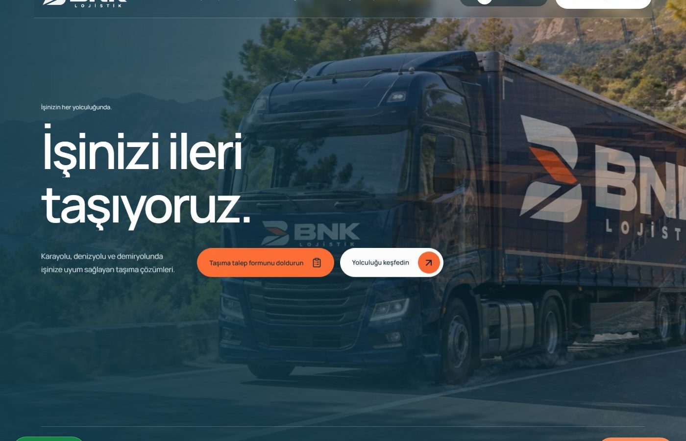 Transportunternehmen in Antalya – BNK Lojistik – Screenshot des Projekts (Web · Logistik · Marke)